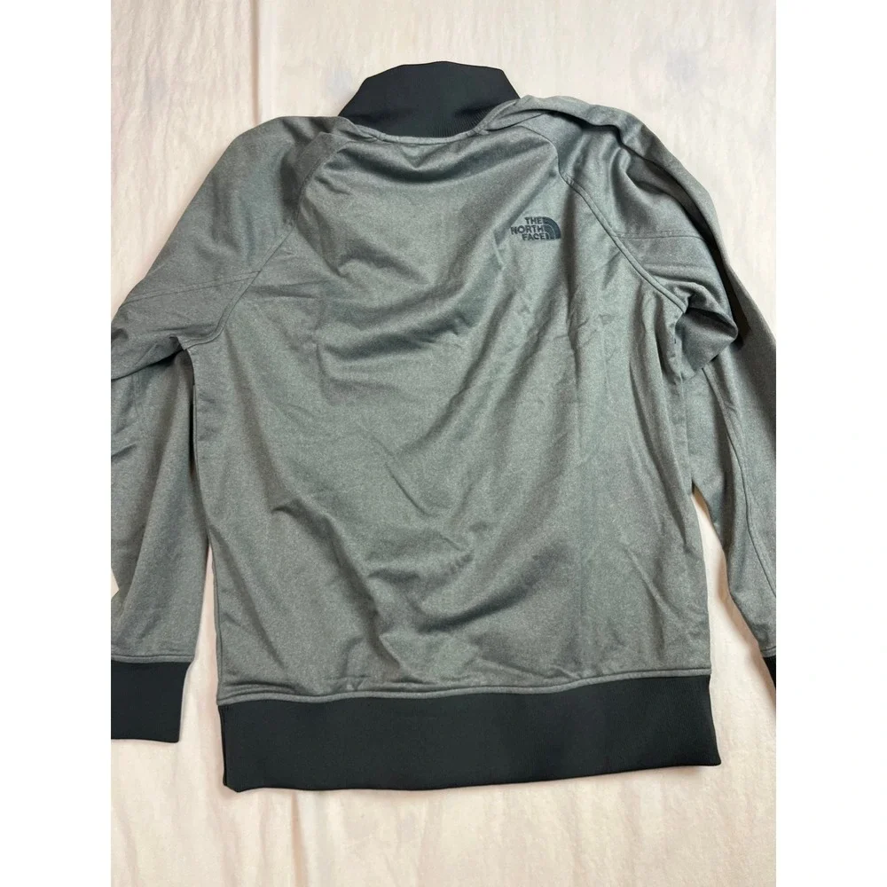 The North Face Mens Full Zip Track Jacket Grey Black Mock Neck Activewear Medium